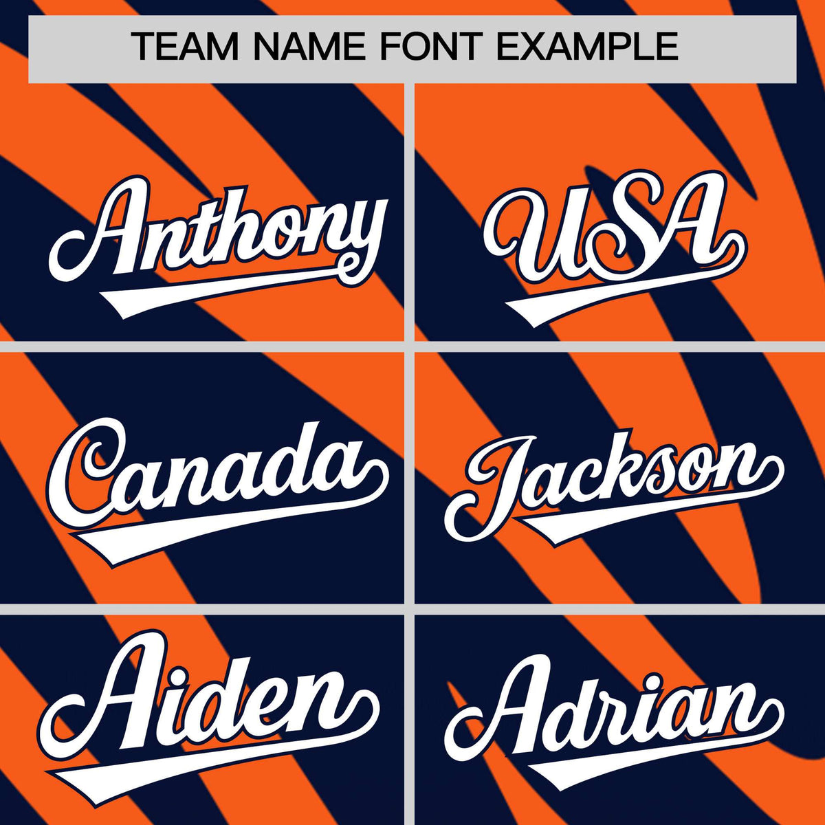Custom Navy Orange Tiger Stripe Gradient Animal Print Personalized Team Shirt Baseball Jersey