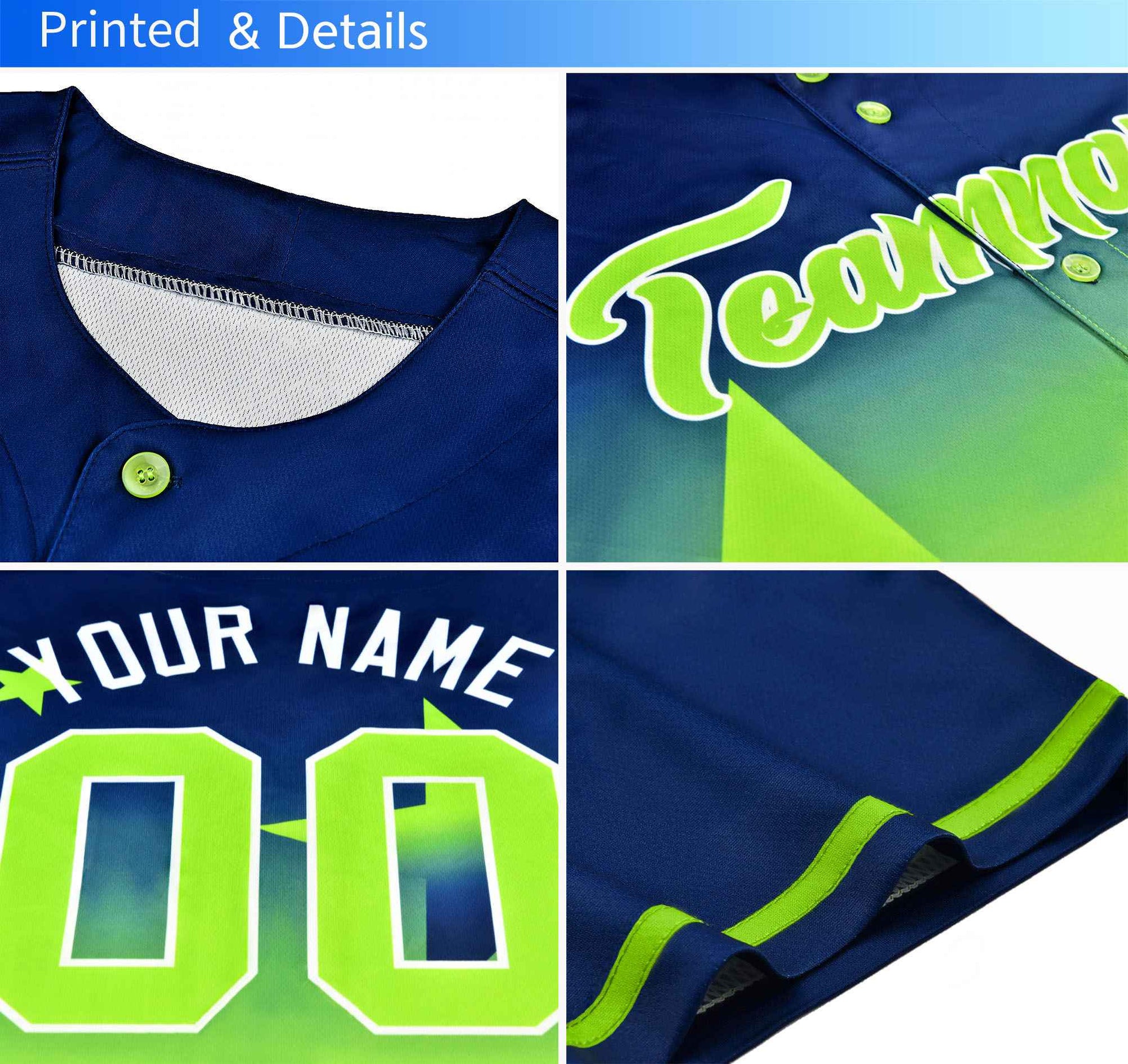 Custom Neon Green White Tiger Stripe Gradient Animal Print Personalized Team Shirt Baseball Jersey