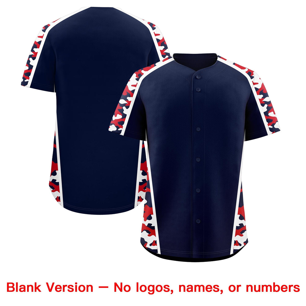 Custom Navy Red Side Camo Style Personalization Baseball Jersey| KXKSHOP