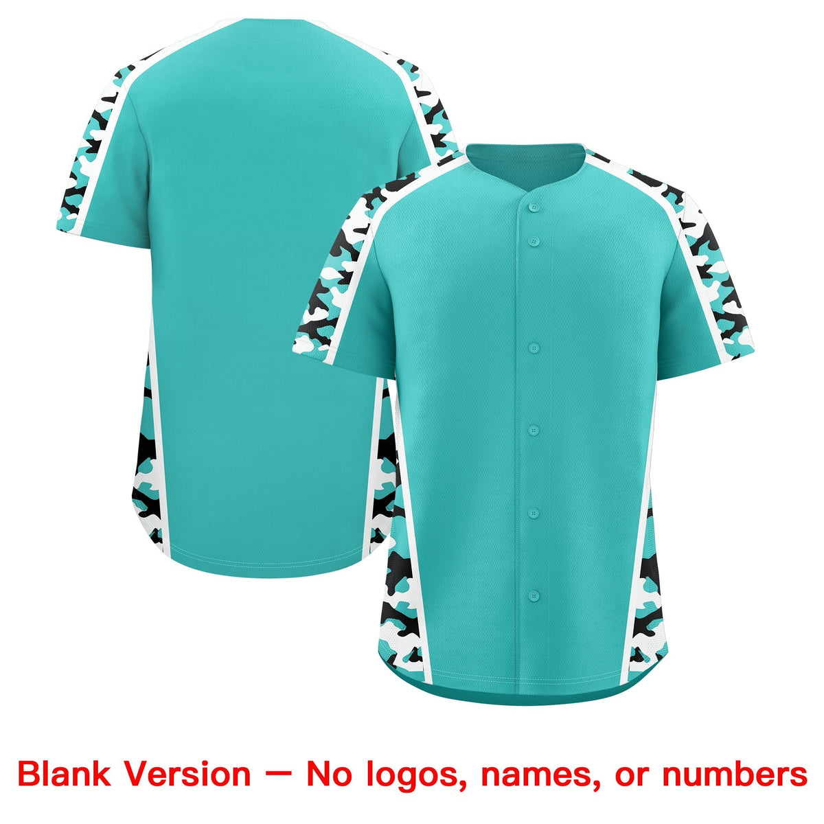 Custom Teal Black Side Camo Style Personalization Baseball Jersey| KXKSHOP