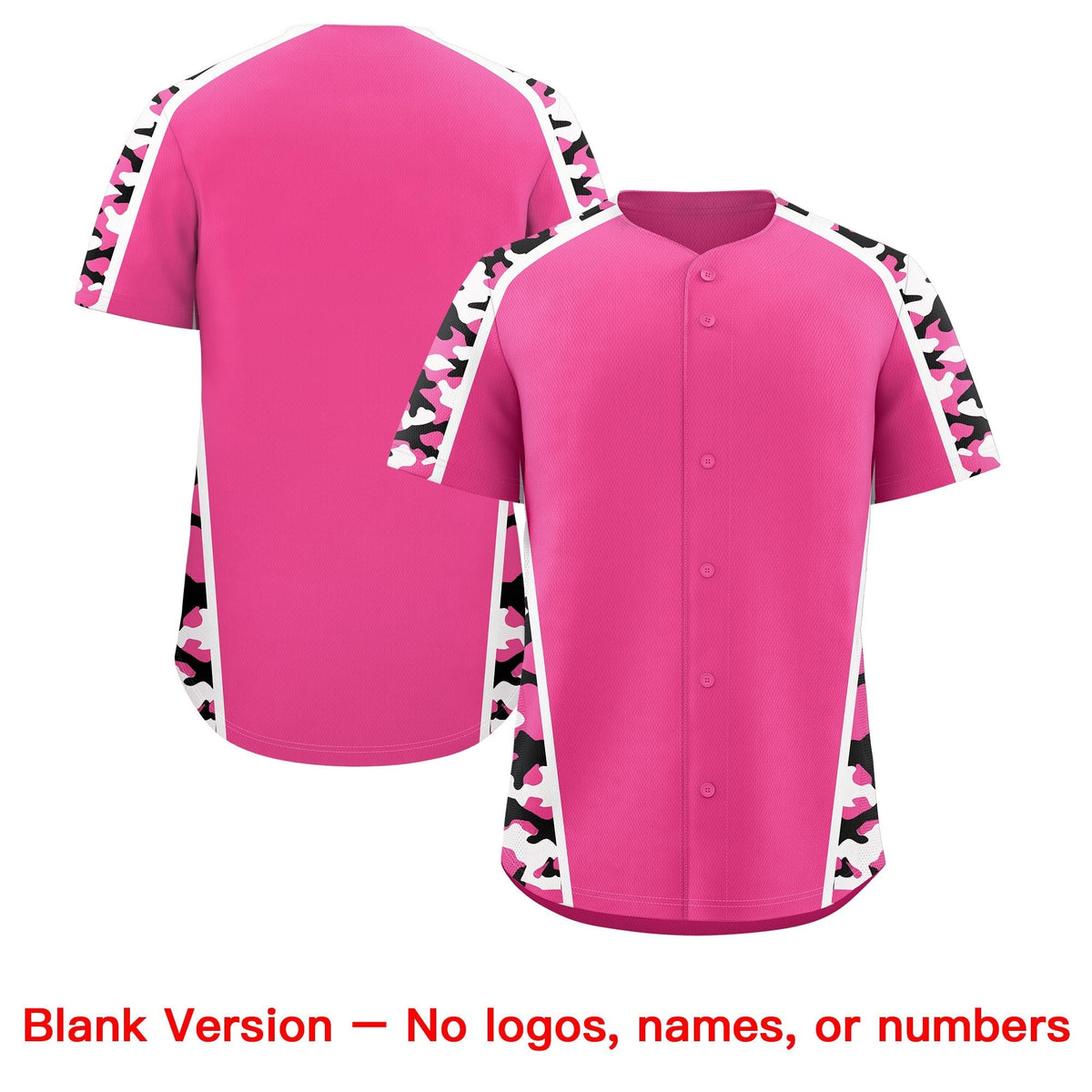 Custom Pink Black Side Camo Style Personalization Baseball Jersey| KXKSHOP