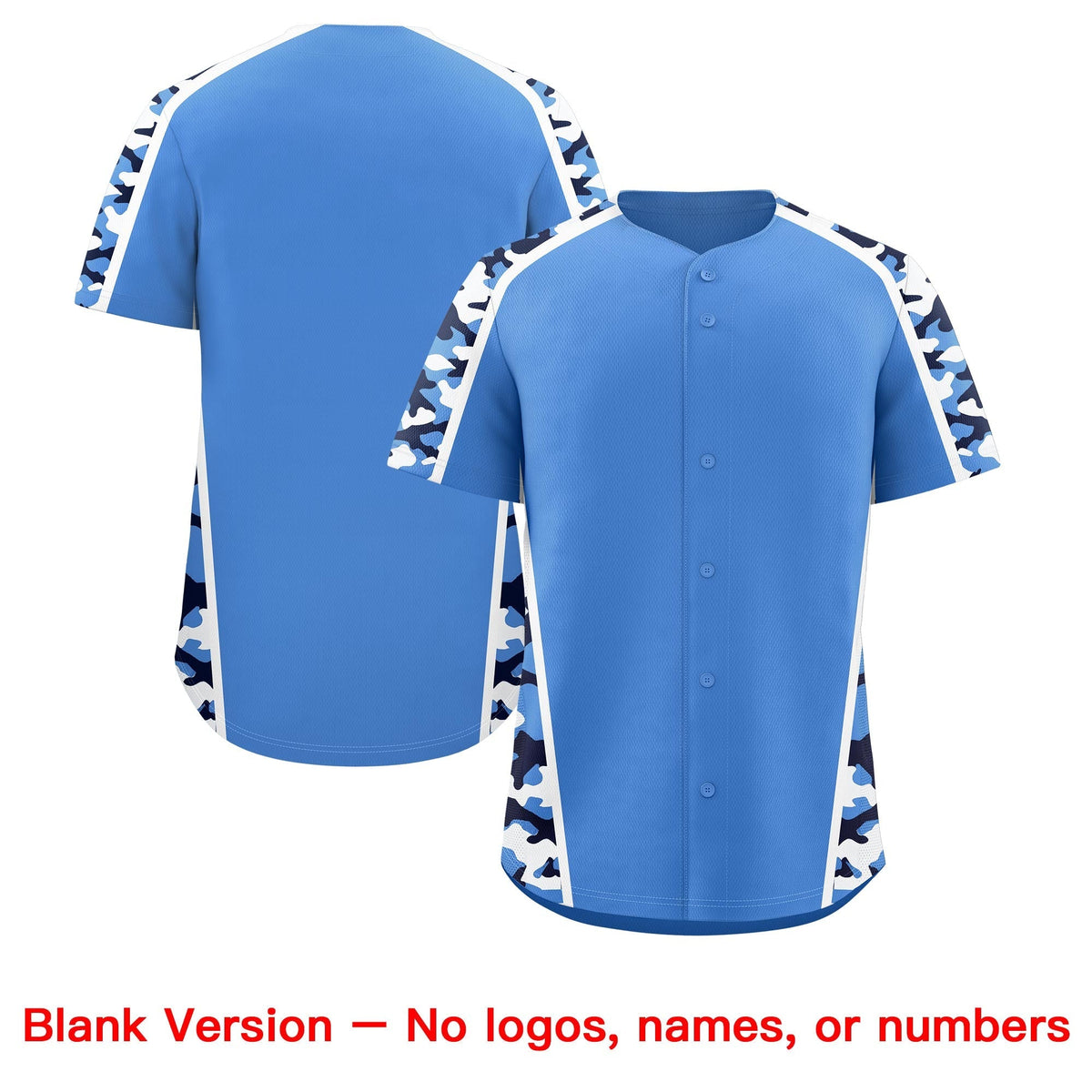Custom Powder Blue Navy Side Camo Style Personalization Baseball Jersey| KXKSHOP