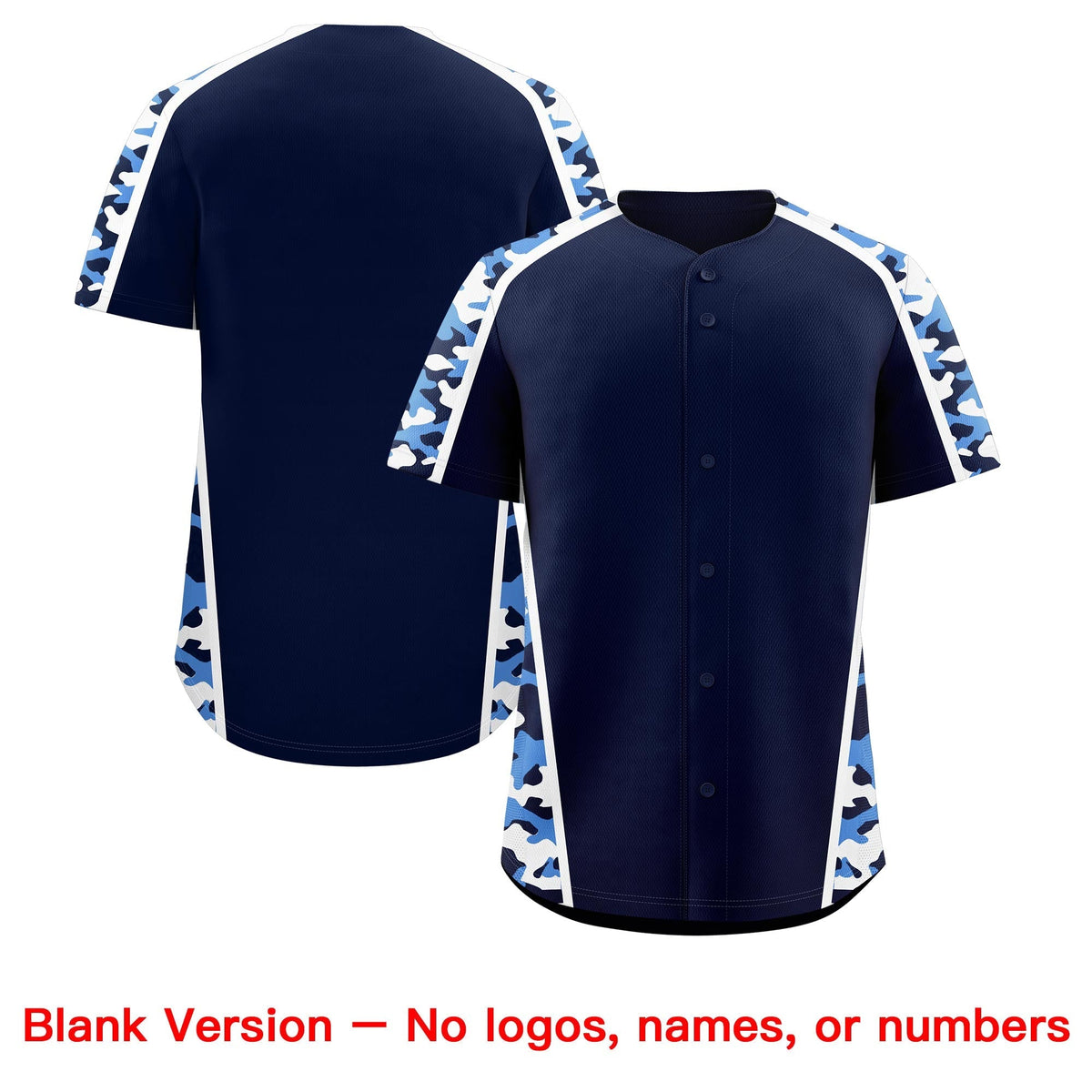 Custom Navy Powder Blue Side Camo Style Personalization Baseball Jersey| KXKSHOP
