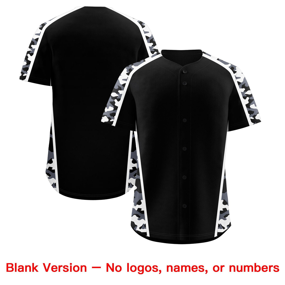 Custom Black Gray Side Camo Style Personalization Baseball Jersey| KXKSHOP