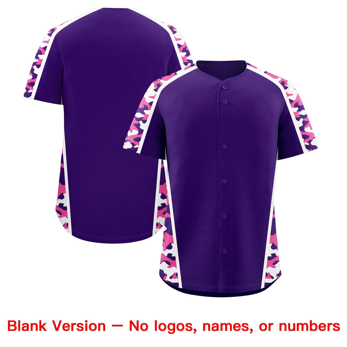 Custom Purple Pink Side Camo Style Personalization Baseball Jersey| KXKSHOP