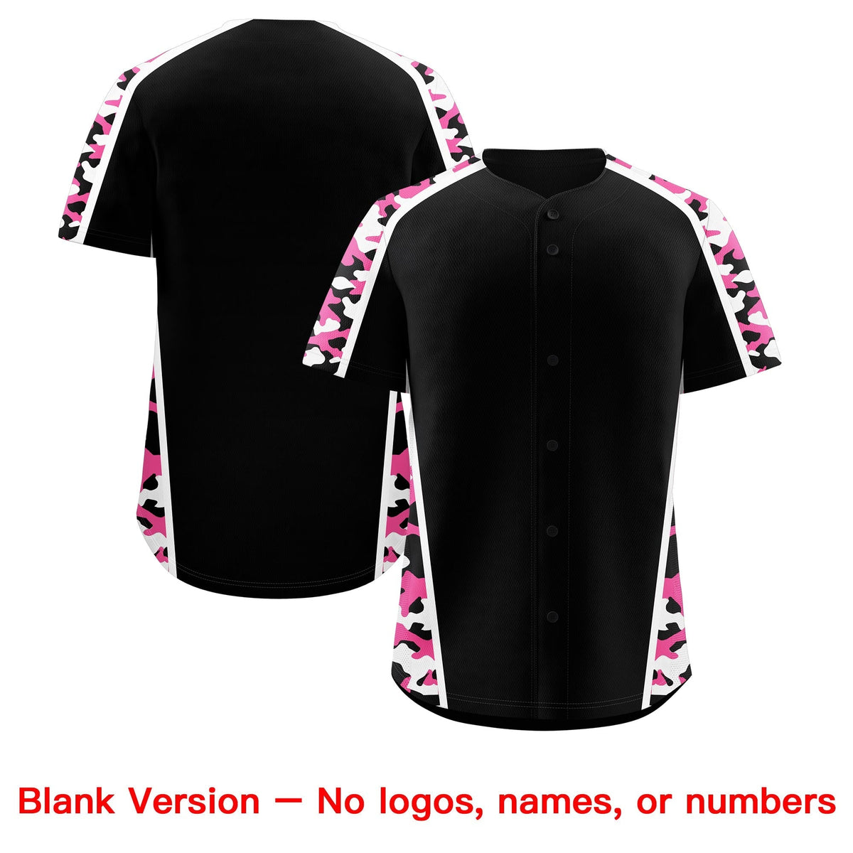 Custom Black Pink Side Camo Style Personalization Baseball Jersey| KXKSHOP