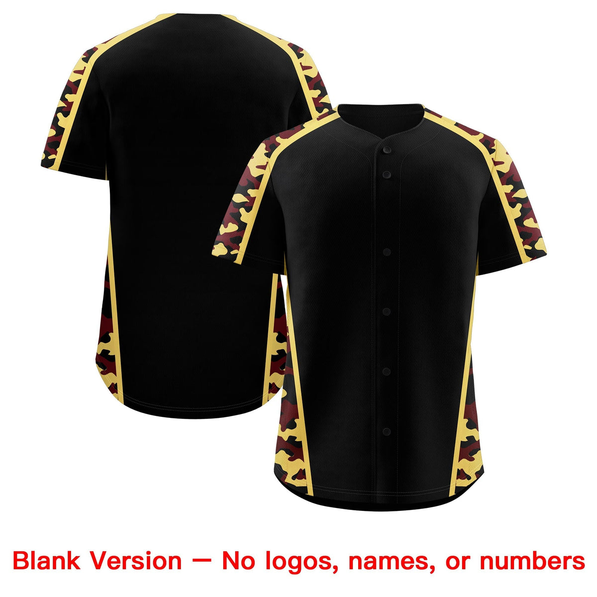 Custom Black Khaki Side Camo Style Personalization Baseball Jersey| KXKSHOP