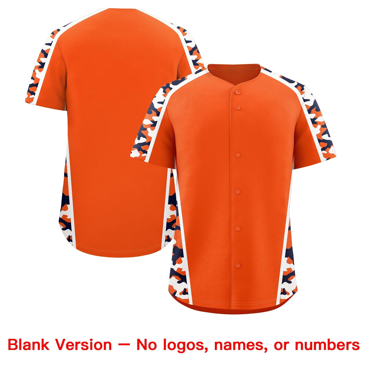 Custom Orange Navy Side Camo Style Personalization Baseball Jersey| KXKSHOP