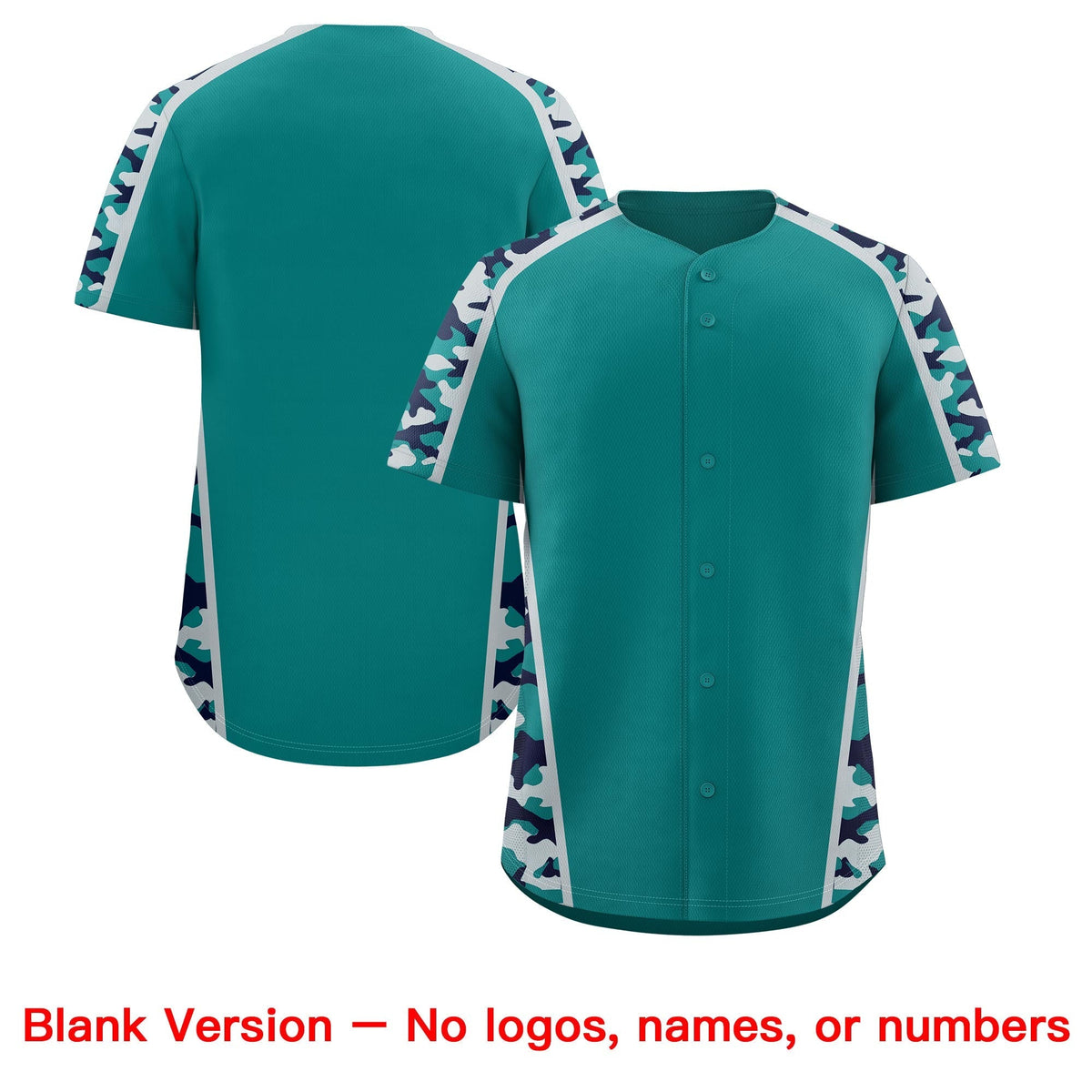 Custom Teal Navy Side Camo Style Personalization Baseball Jersey| KXKSHOP