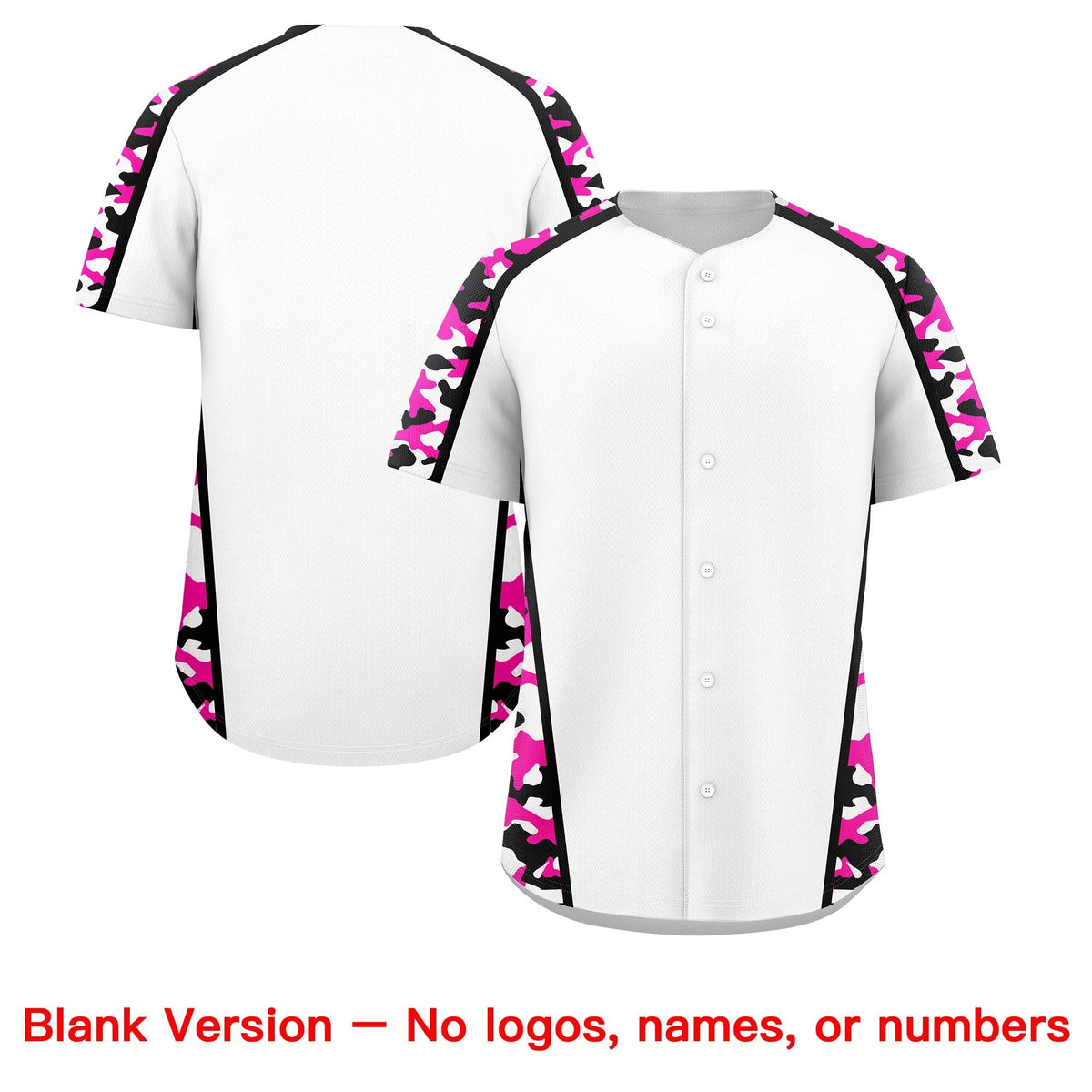 Custom White Rose Red Side Camo Style Personalization Baseball Jersey| KXKSHOP
