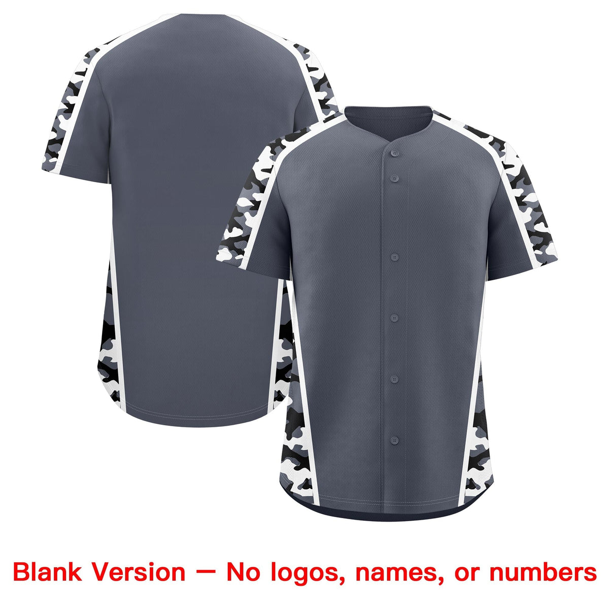 Custom Gray Black Side Camo Style Personalization Baseball Jersey| KXKSHOP
