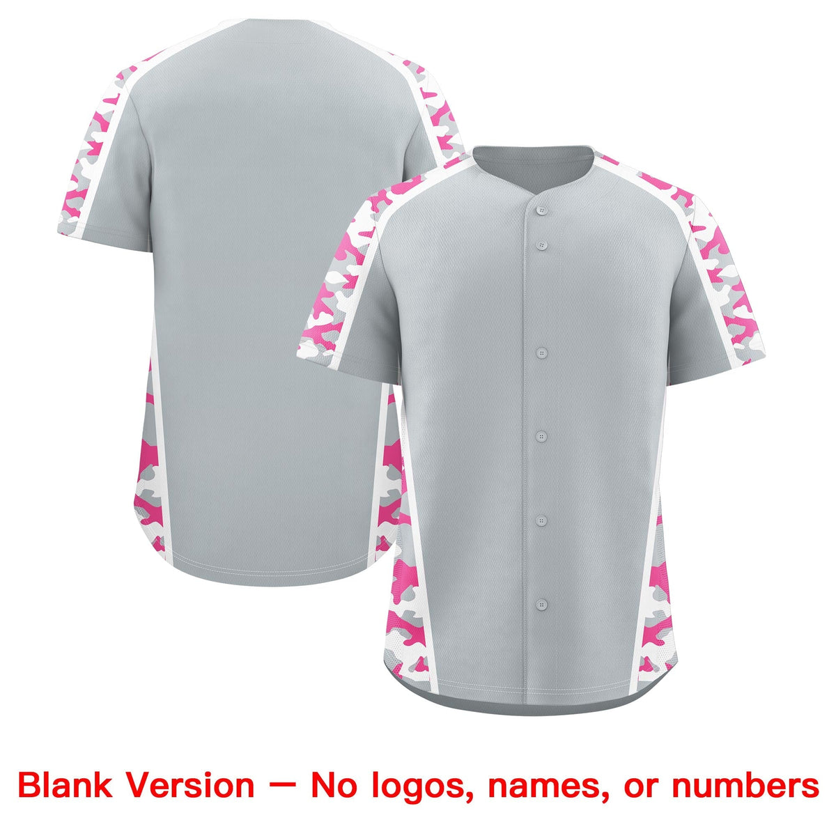 Custom Silver Pink Side Camo Style Personalization Baseball Jersey| KXKSHOP