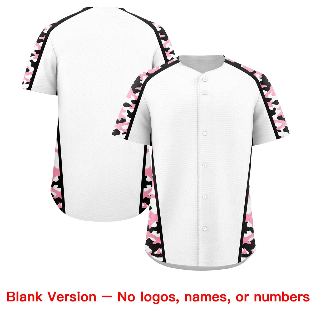 Custom White Light Pink Side Camo Style Personalization Baseball Jersey| KXKSHOP