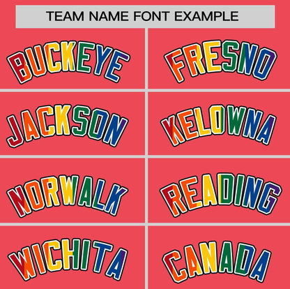 Custom Light Red LGBT Rainbow For Pride Month Classic Style Authentic Baseball Jersey