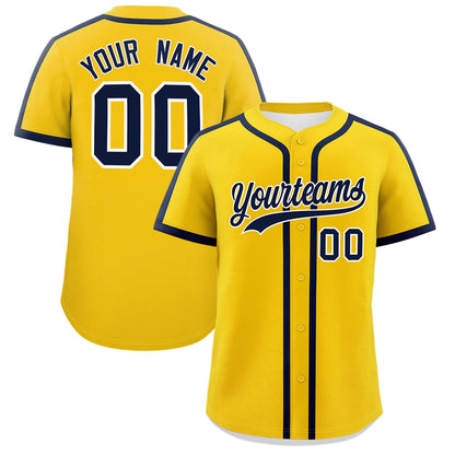 Custom Gold Navy Personalized Classic Authentic Baseball Jersey