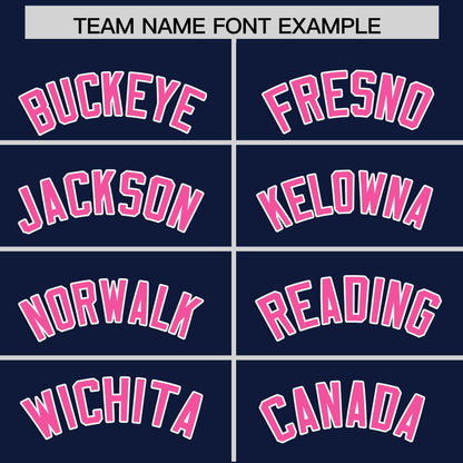 Custom Navy Pink Personalized Classic Authentic Baseball Jersey