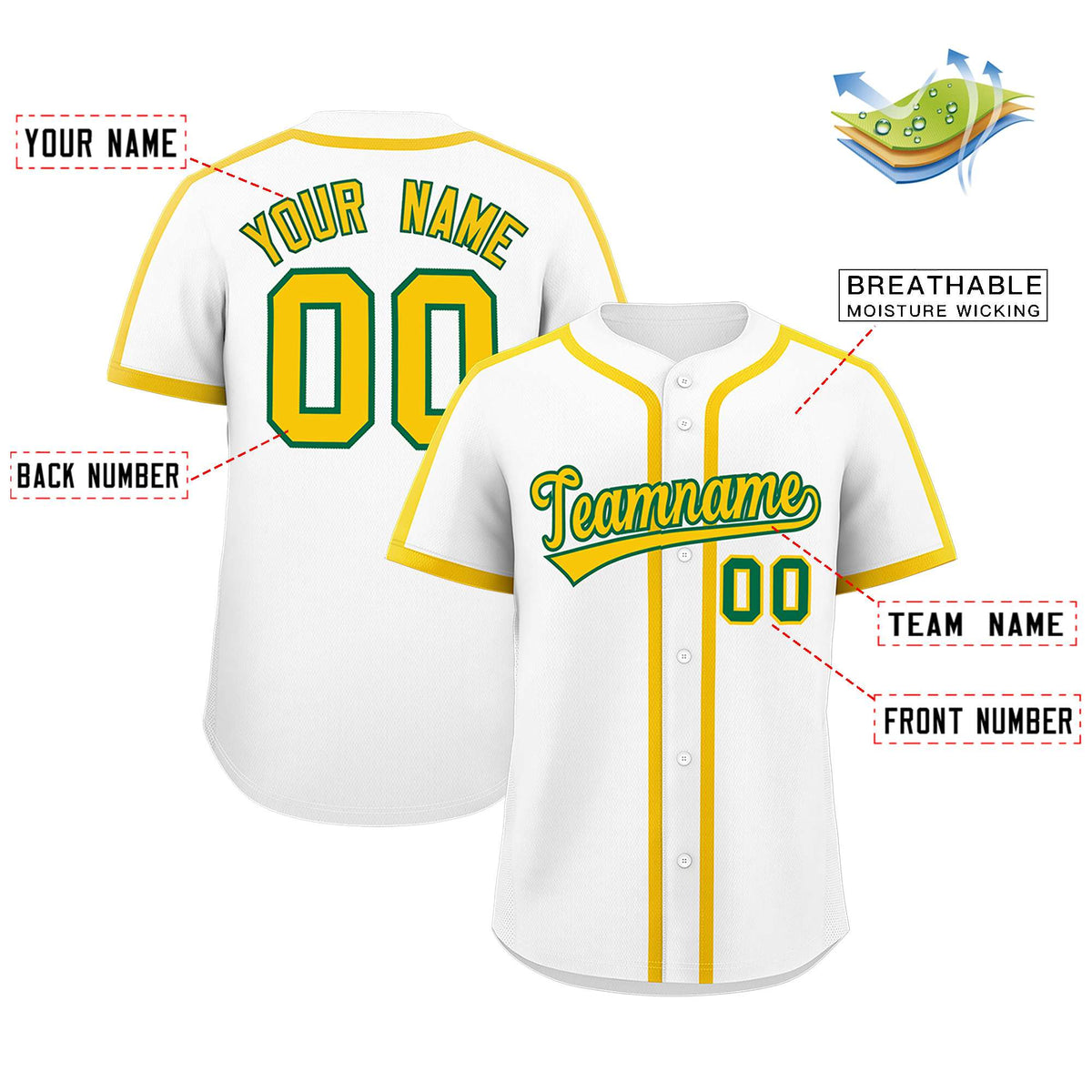 Custom White Gold Personalized Classic Authentic Baseball Jersey