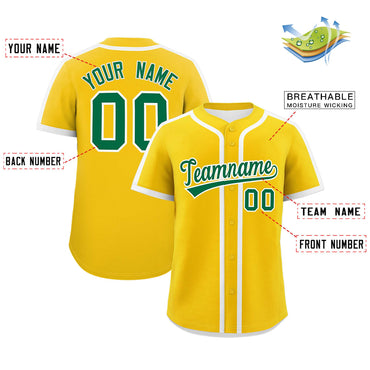 Custom Gold White Personalized Classic Authentic Baseball Jersey
