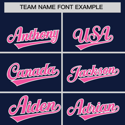 Custom Navy Pink Personalized Classic Authentic Baseball Jersey