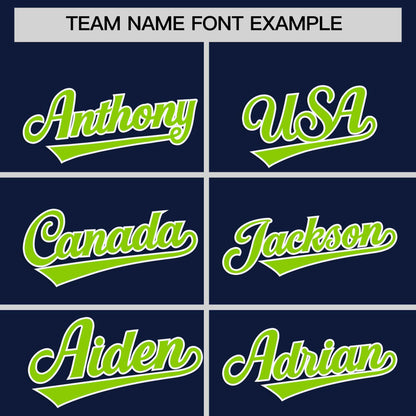 Custom Navy Neon Green Personalized Classic Authentic Baseball Jersey