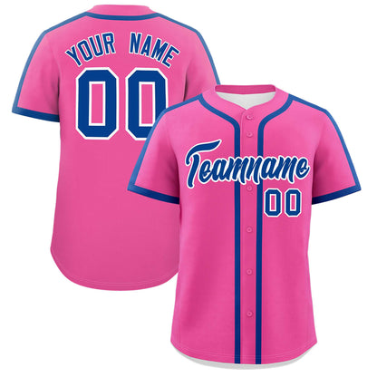 Custom Pink Royal Personalized Classic Authentic Baseball Jersey