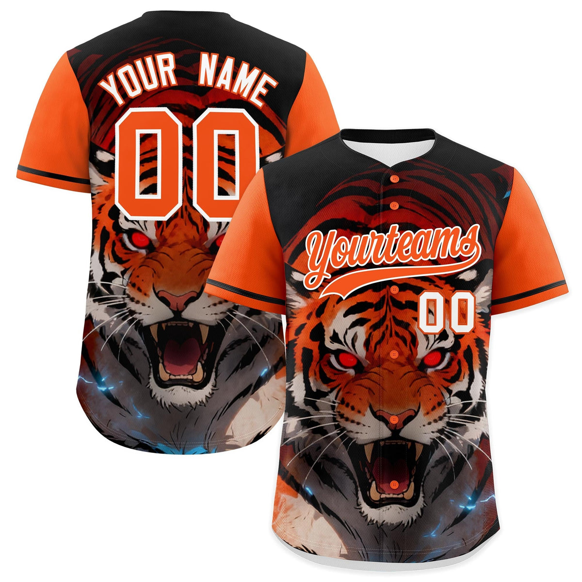 Custom Orange White Tiger Animal Series Personalization Graffiti Pattern Baseball Jersey| KXKSHOP