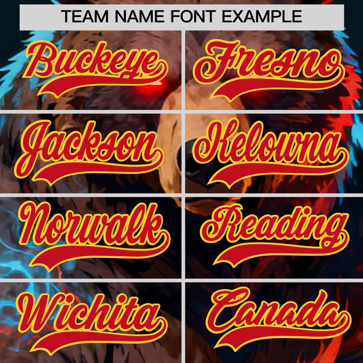 Custom Black Red Gold Bear Animal Series Personalization Graffiti Pattern Baseball Jersey| KXKSHOP