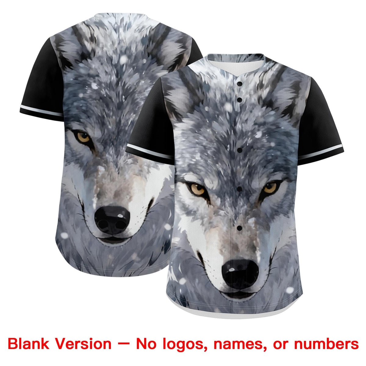Custom Black White Gray Wolf Animal Series Personalization Graffiti Pattern Baseball Jersey| KXKSHOP