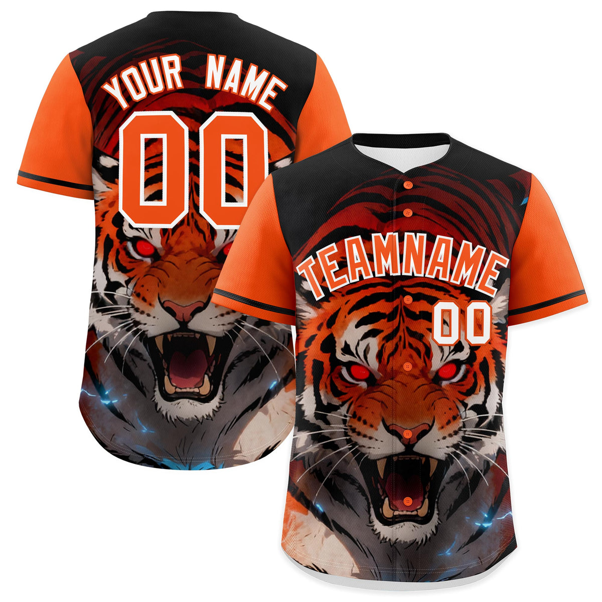 Custom Orange White Tiger Animal Series Personalization Graffiti Pattern Baseball Jersey| KXKSHOP