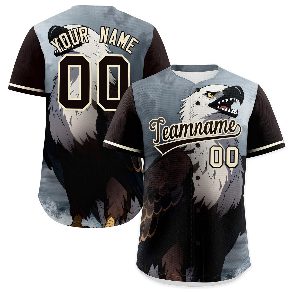 Custom Cream Brown Eagle Animal Series Personalization Graffiti Pattern Baseball Jersey| KXKSHOP