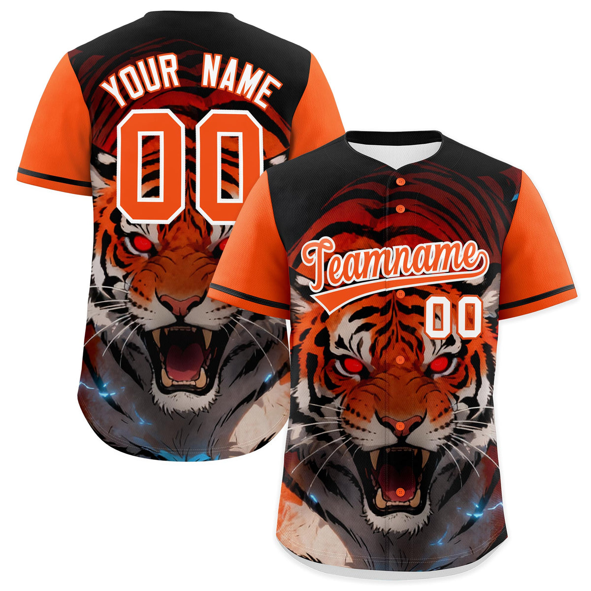 Custom Orange White Tiger Animal Series Personalization Graffiti Pattern Baseball Jersey| KXKSHOP