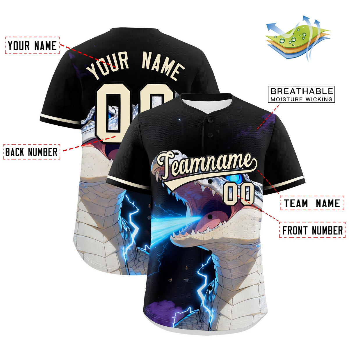 Custom Black Cream Animal Series Personalization Graffiti Pattern Baseball Jersey| KXKSHOP