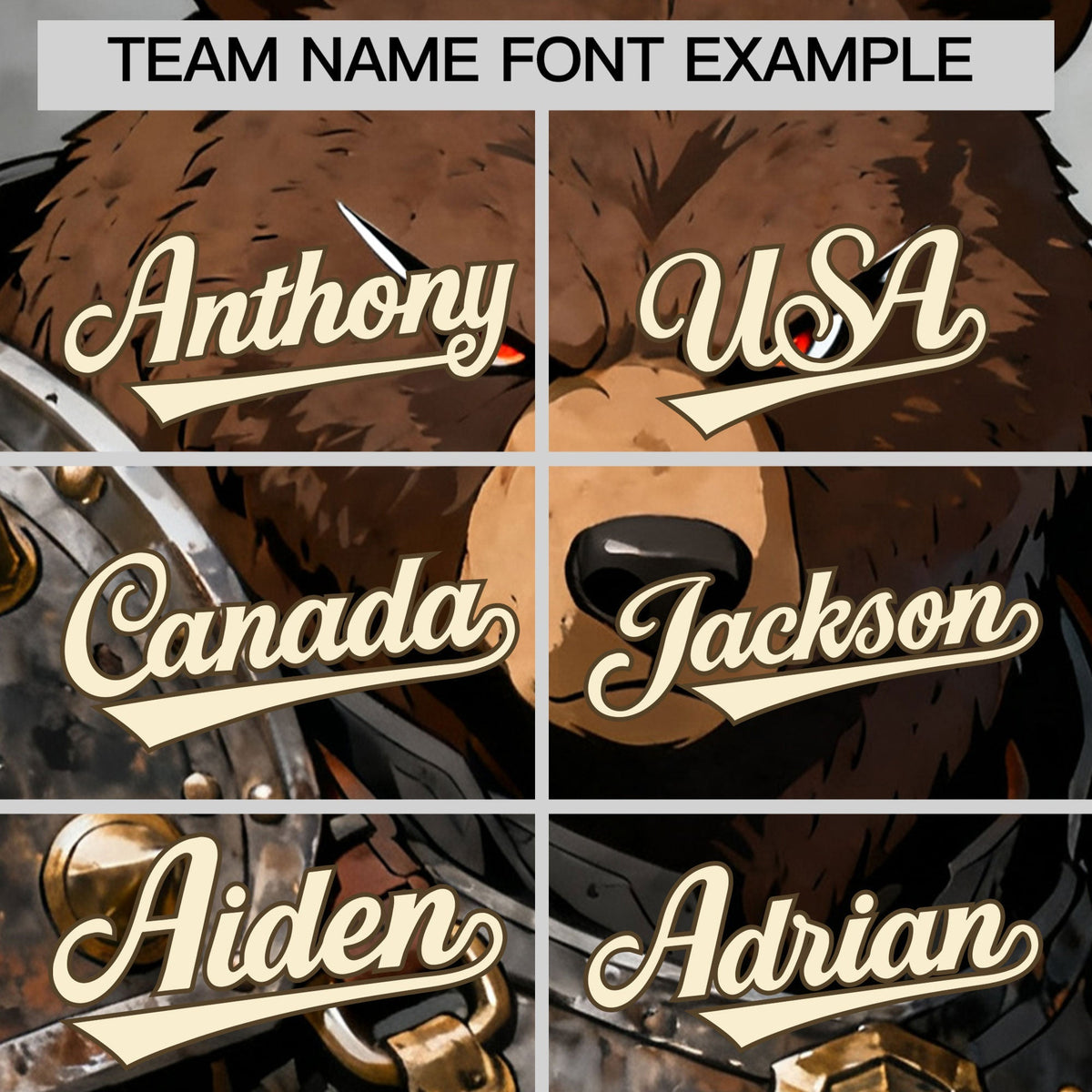 Custom Light Brown Cream Bear Animal Series Personalization Graffiti Pattern Baseball Jersey| KXKSHOP