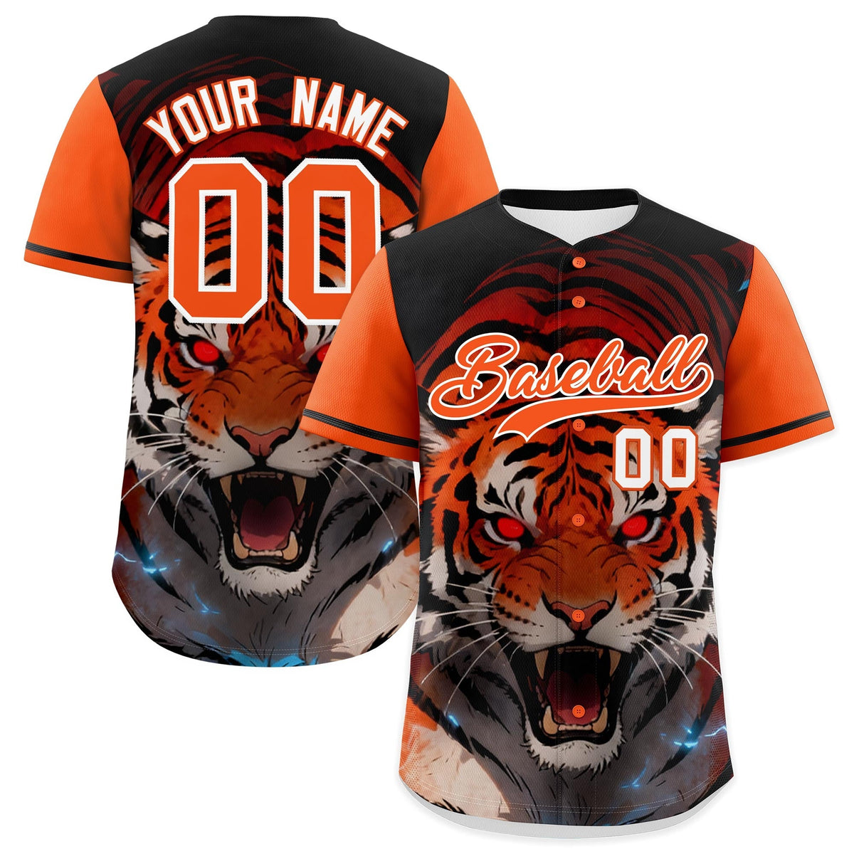 Custom Orange White Tiger Animal Series Personalization Graffiti Pattern Baseball Jersey| KXKSHOP