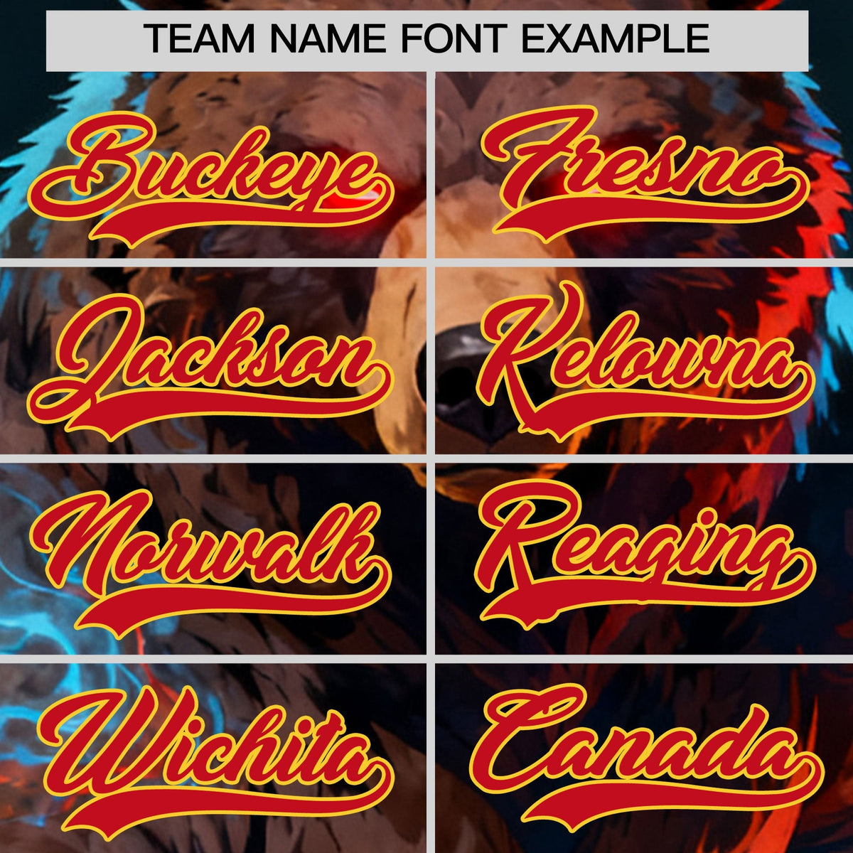 Custom Black Red Gold Bear Animal Series Personalization Graffiti Pattern Baseball Jersey| KXKSHOP