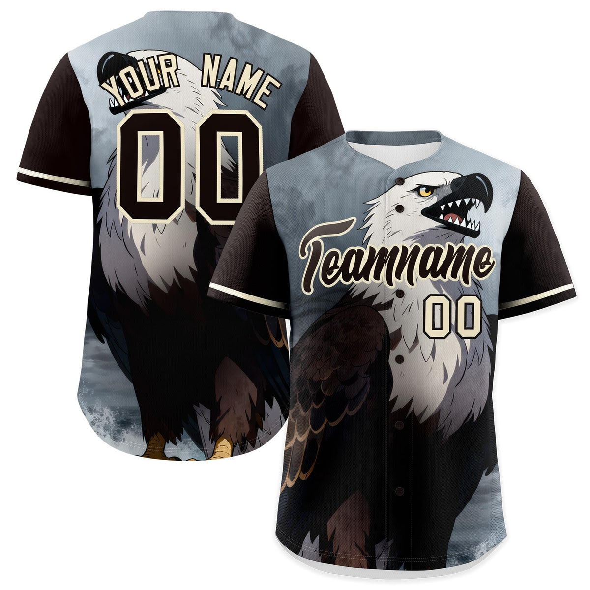 Custom Cream Brown Eagle Animal Series Personalization Graffiti Pattern Baseball Jersey| KXKSHOP