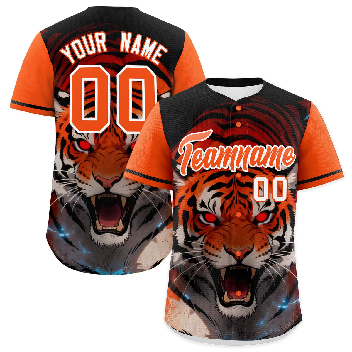 Custom Orange White Tiger Animal Series Personalization Graffiti Pattern Baseball Jersey| KXKSHOP