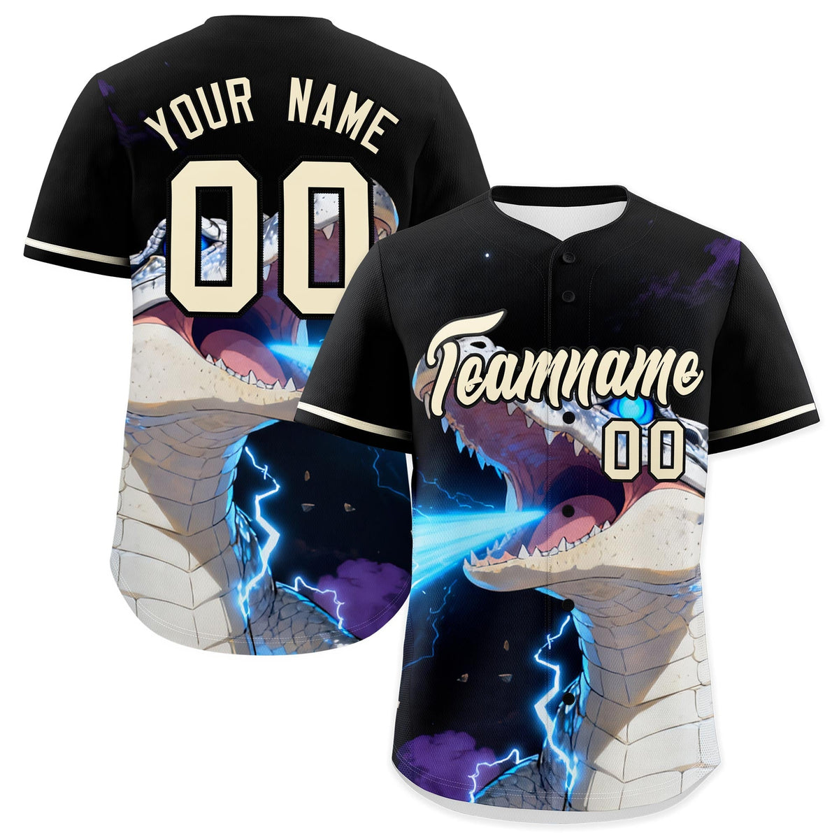 Custom Black Cream Animal Series Personalization Graffiti Pattern Baseball Jersey| KXKSHOP
