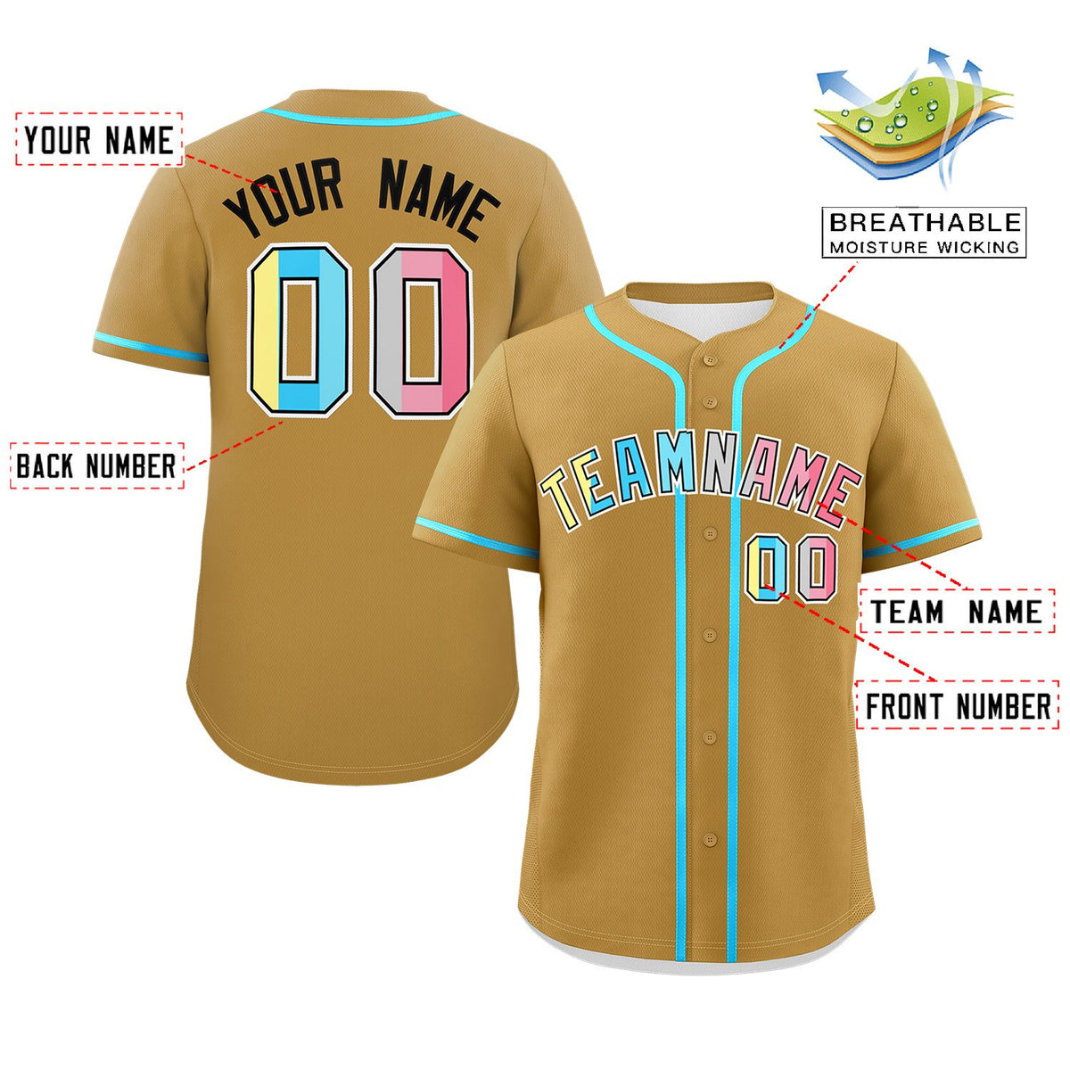 Custom Old Gold Genderflux For Pride Month Classic Style Authentic Baseball Jersey