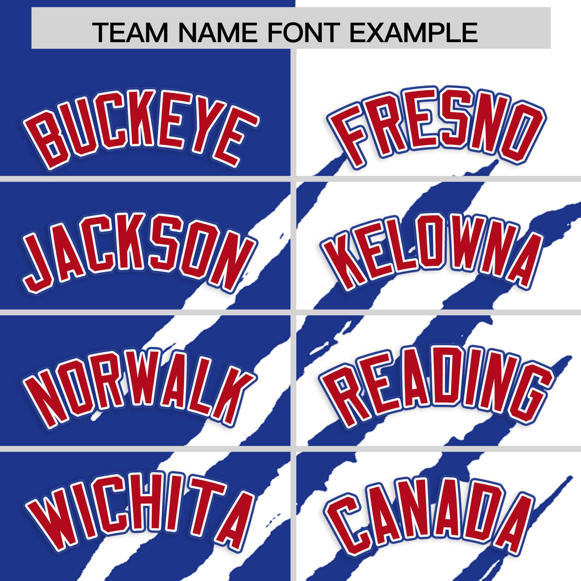 Custom Royal Blue White Split Tiger Claw Scratch Pattern Baseball Jersey