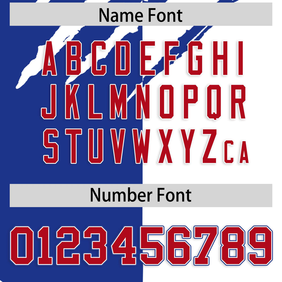 Custom Royal Blue White Split Tiger Claw Scratch Pattern Baseball Jersey