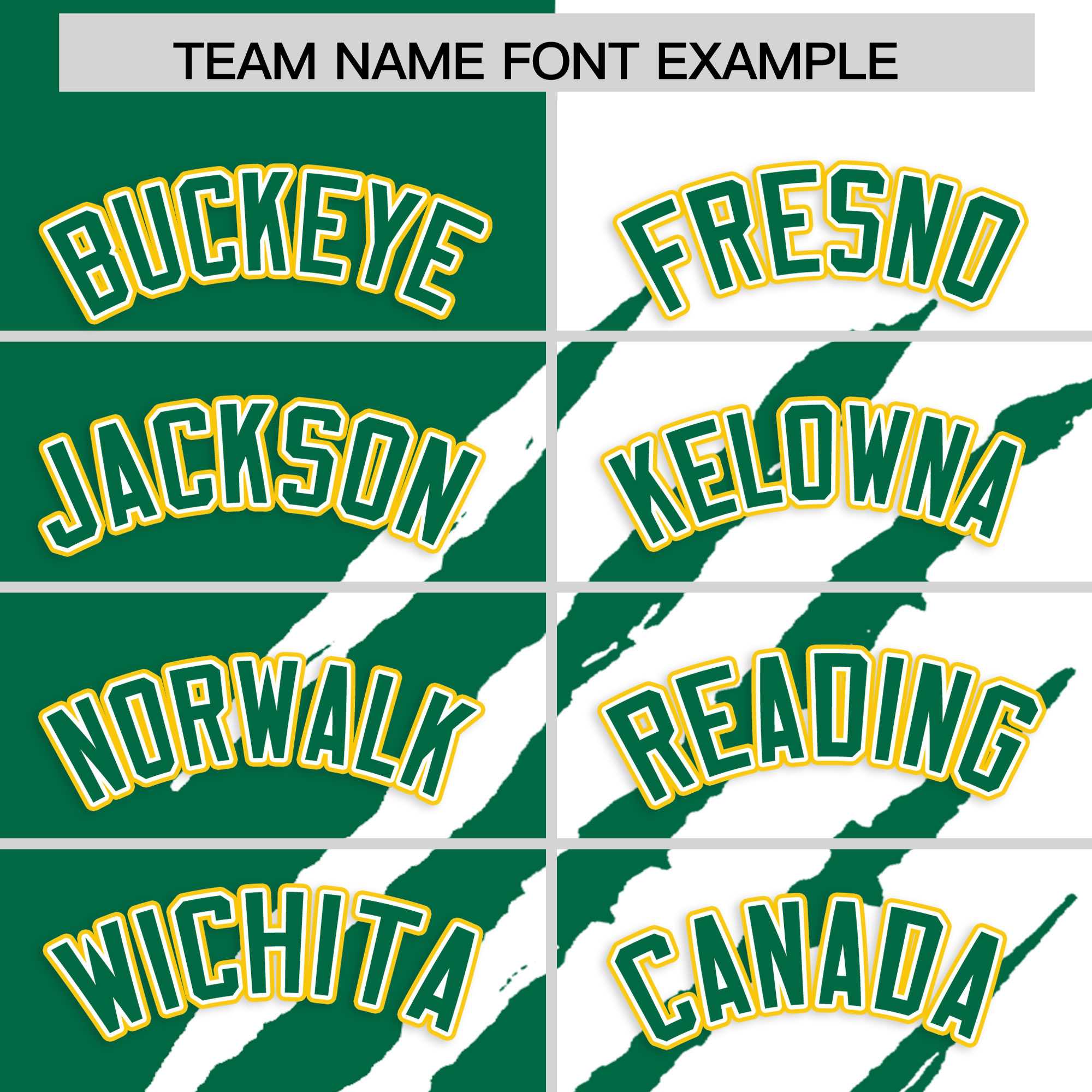 Custom Kelly Green White Split Tiger Claw Scratch Pattern Baseball Jersey