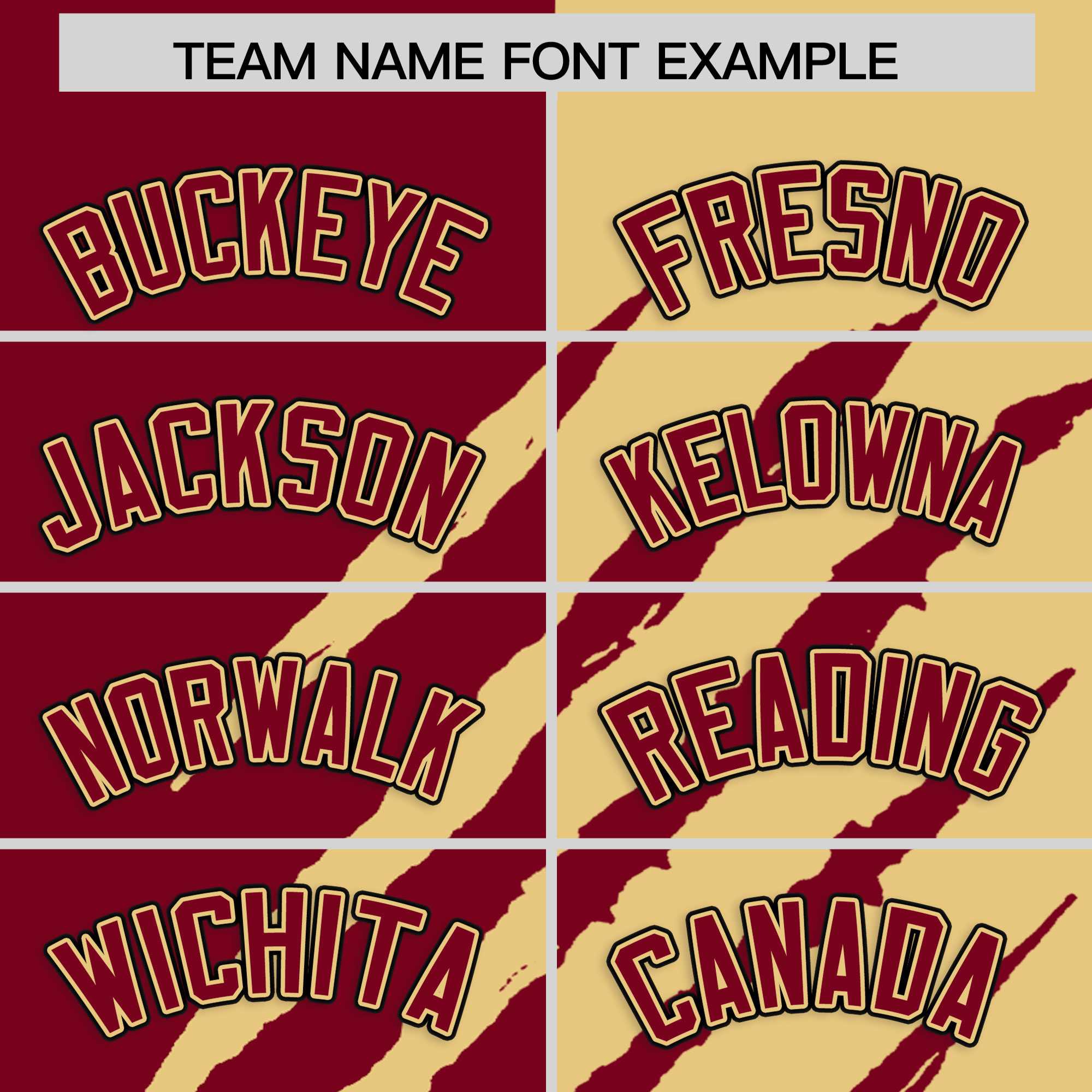 Custom Crimson Khaki Split Tiger Claw Scratch Pattern Baseball Jersey