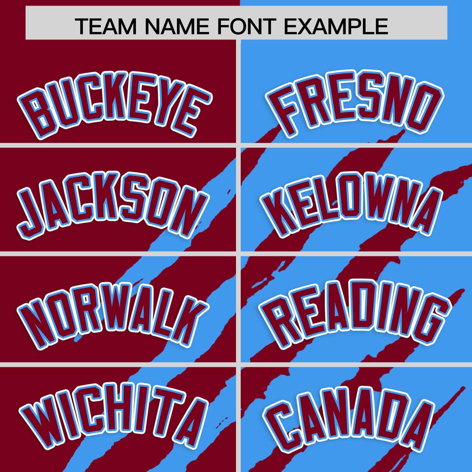 Custom Crimson Powder Blue Split Tiger Claw Scratch Pattern Baseball Jersey