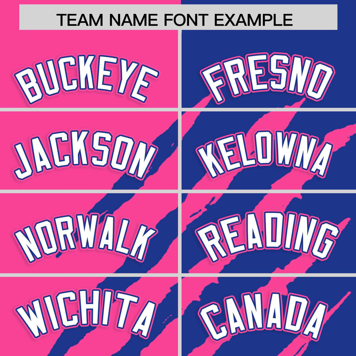 Custom Pink Royal Blue Split Tiger Claw Scratch Pattern Baseball Jersey