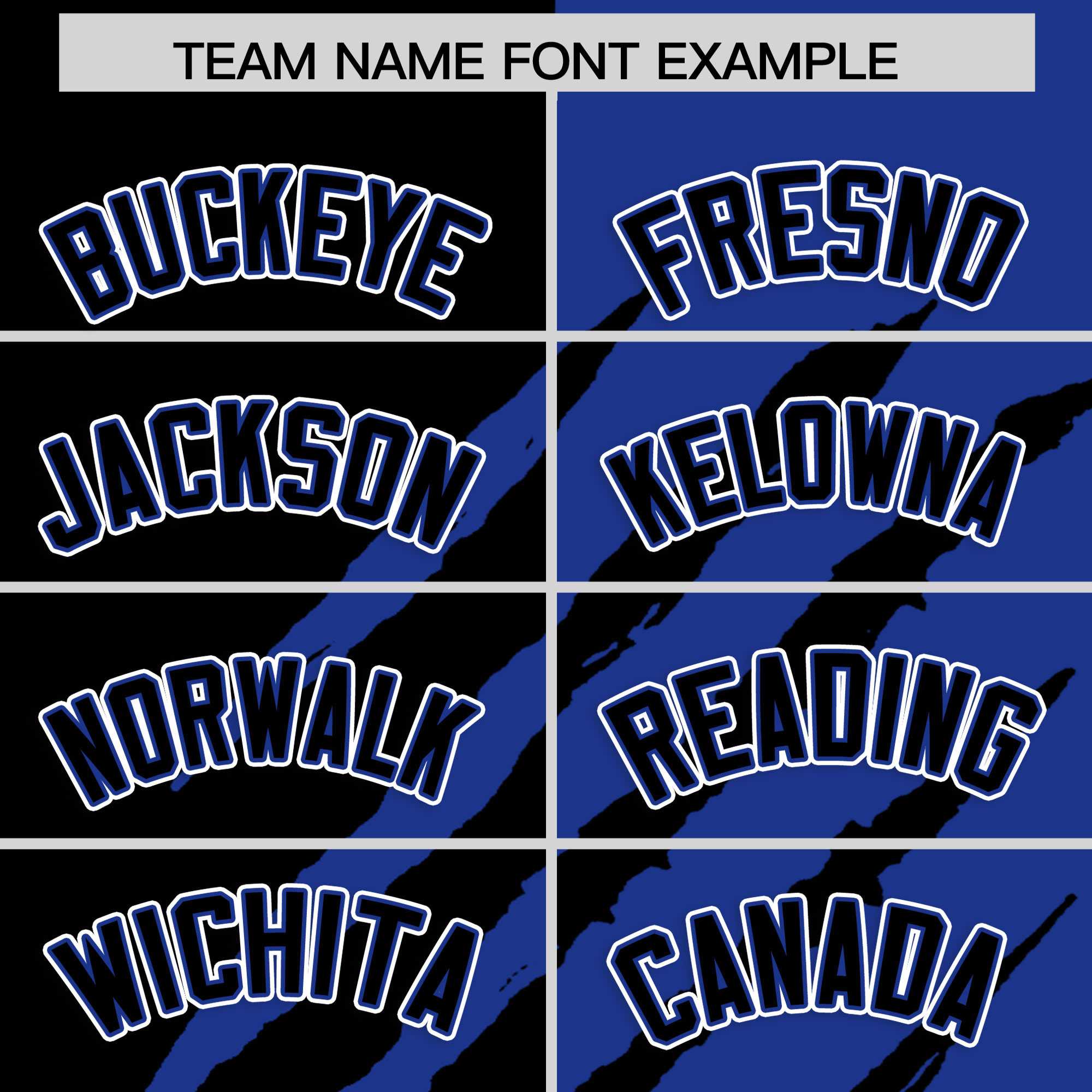 Custom Black Royal Blue Split Tiger Claw Scratch Pattern Baseball Jersey