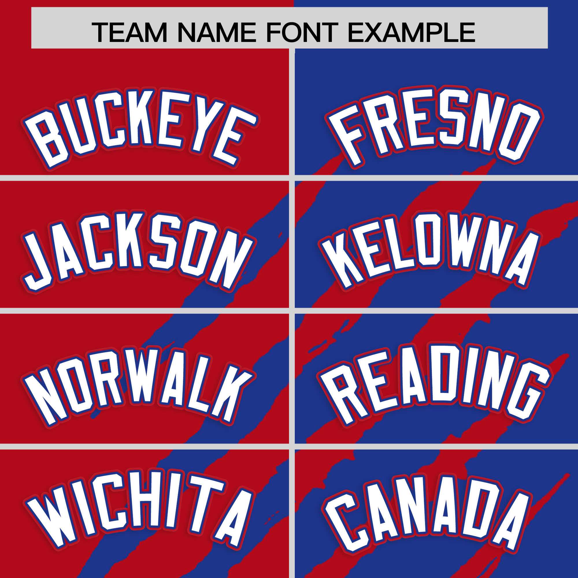Custom Red Royal Blue Split Tiger Claw Scratch Pattern Baseball Jersey
