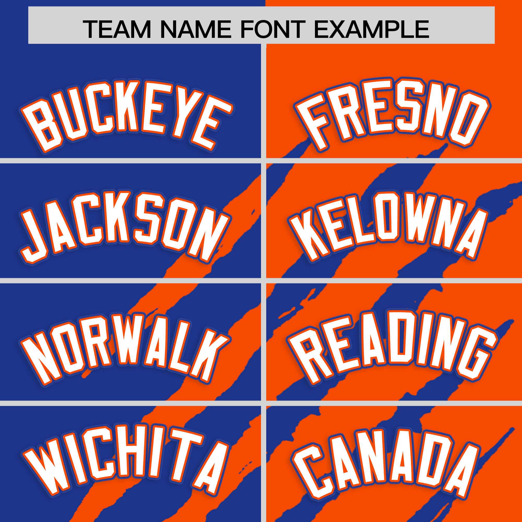 Custom Royal Blue Orange Split Tiger Claw Scratch Pattern Baseball Jersey