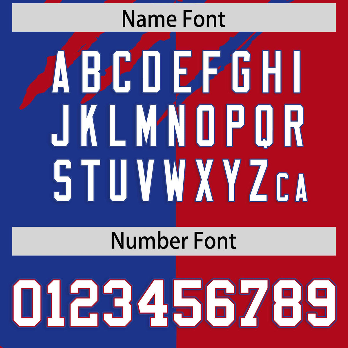 Custom Royal Blue Red Split Tiger Claw Scratch Pattern Baseball Jersey