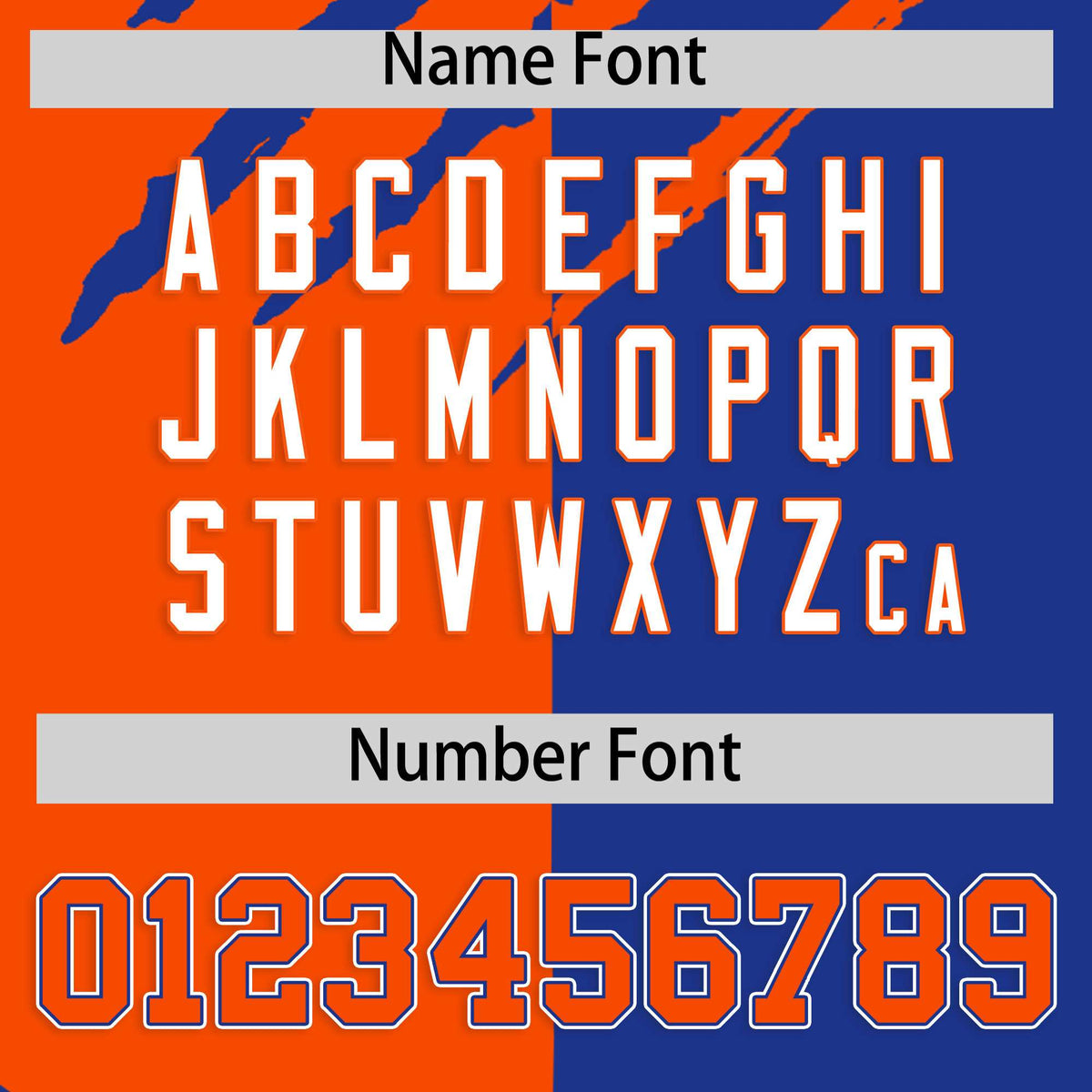 Custom Orange Royal Blue Split Tiger Claw Scratch Pattern Baseball Jersey